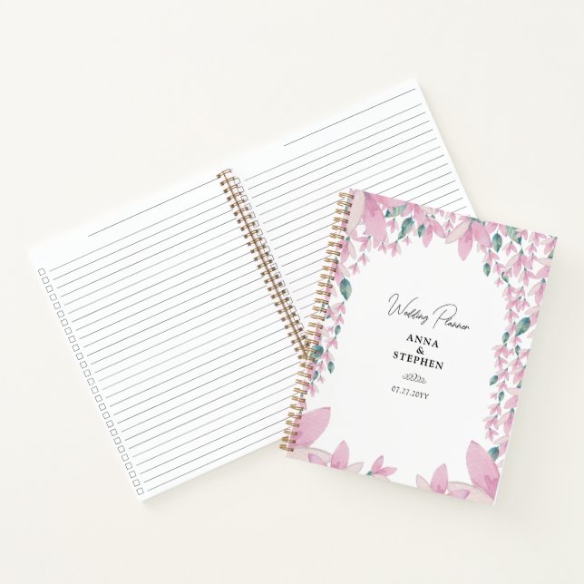Charming Pink Wisteria Wedding Planner Notebook (Inside)