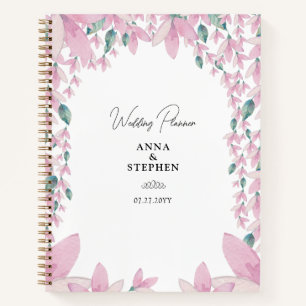 Charming Pink Wisteria Wedding Planner Notebook