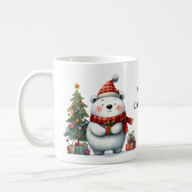 Charming Polar Bear Merry Christmas Coffee Mug (Left)