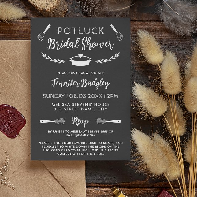Charming Pot & Tools Potluck Bridal Shower Invitat Invitation (Creator Uploaded)