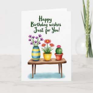 Charming Potted Plant Birthday Card
