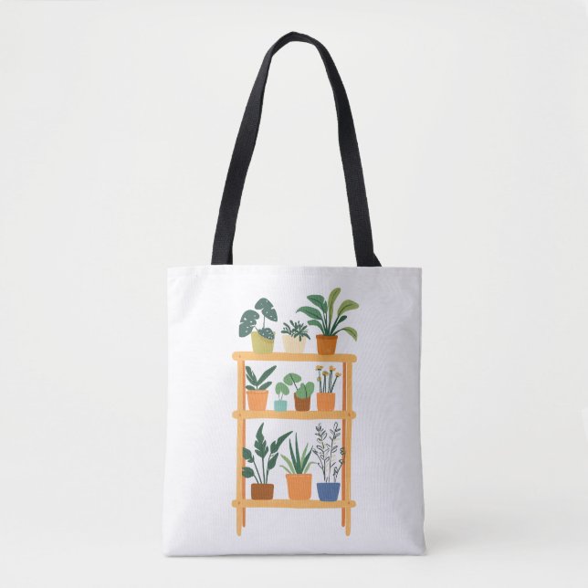 Charming Potted Plants Illustration Tote Bag (Front)