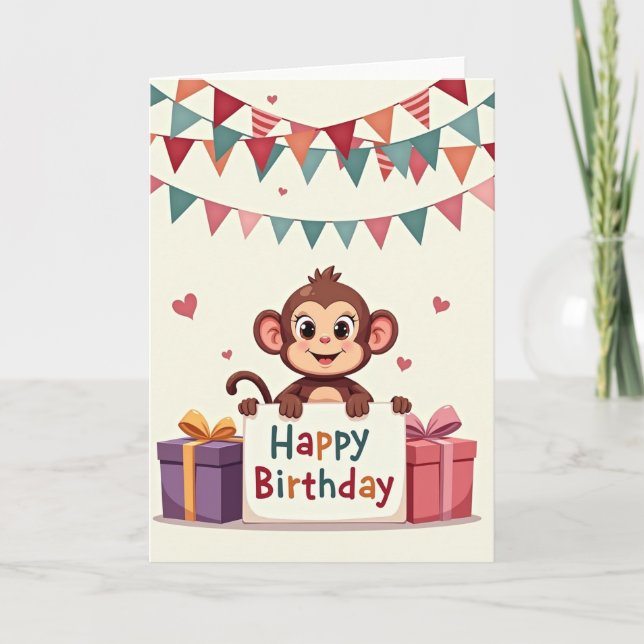 Charming Primate Birthday Card (Front)