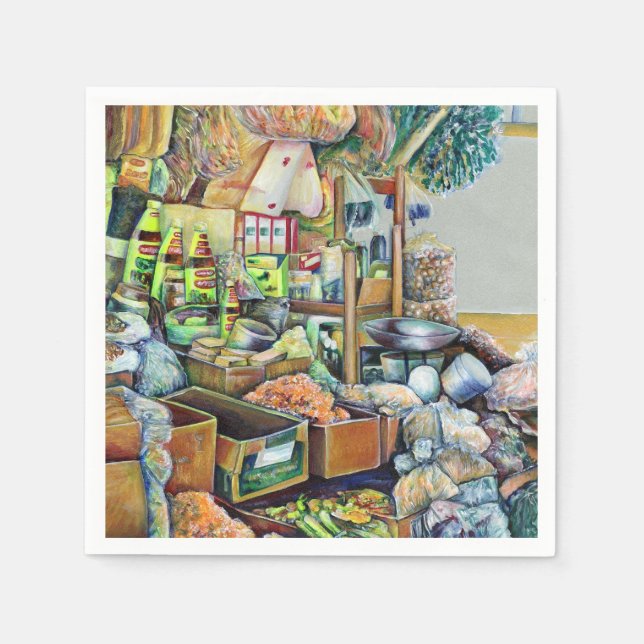 Charming Promises of fine Tekka Centre, Singapore Napkin (Front)