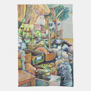 Charming Promises of the Fine Tekka Centre, Singap Tea Towel