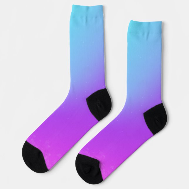 Charming Purple-Blue Gradient with Snowflak Socks (Left)