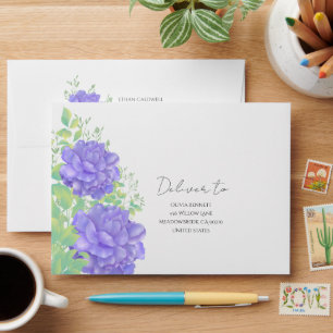 Charming Purple Watercolor Floral Envelope