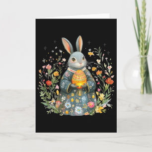 Charming Rabbit Priest- Easter Egg Folk Art  Card