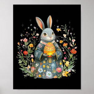 Charming Rabbit Priest- Easter Egg Folk Art  Poster