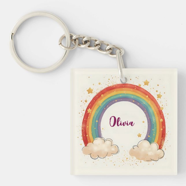 Charming Rainbow with Glowing Stars Key Ring (Front)