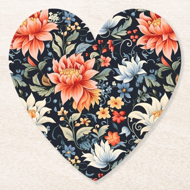 Charming Ranya Floral Pattern-65293 Paper Coaster (Front)