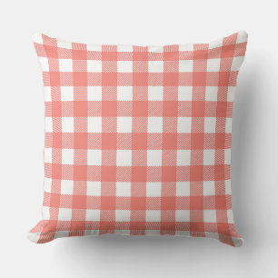 Charming Red and White Gingham Design Cushion