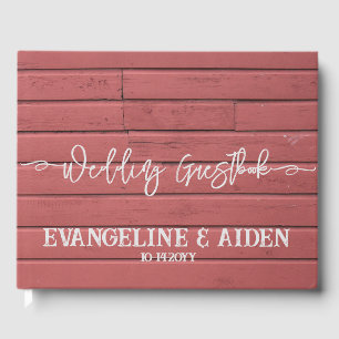 Charming Red Barn Wood Wedding Guest Book