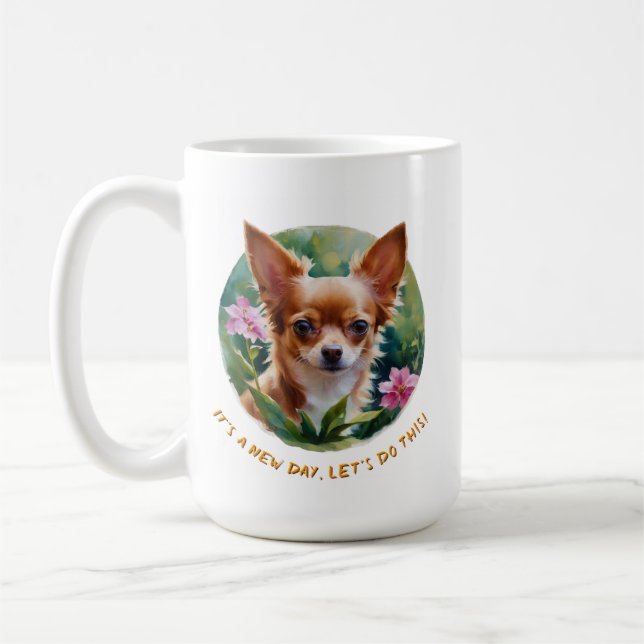 Charming Red Chihuahua Morning Mug (Left)