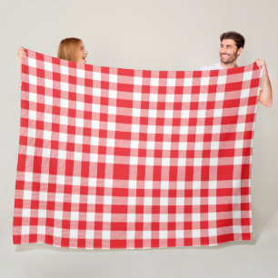 Charming Red Gingham Check Pattern Fleece Blanket