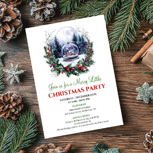 Charming Red Green Holiday Scene Invitation Card