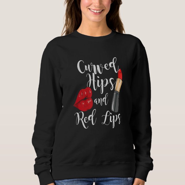 Charming Red Lips Lipstick Curved Hips And Red Lip Sweatshirt (Front)