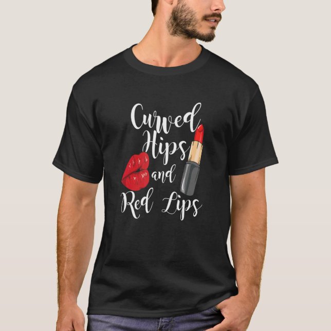 Charming Red Lips Lipstick Curved Hips And Red Lip T-Shirt (Front)