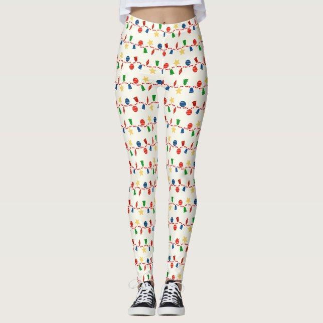 Charming retro Christmas ornaments Leggings (Front)