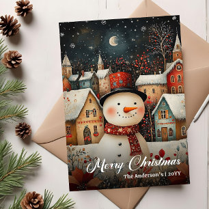 Charming retro Christmas scene festive card