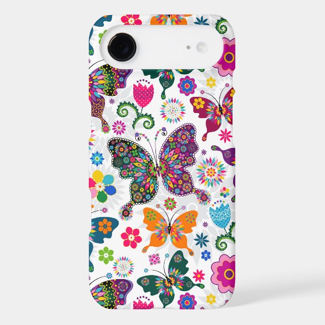 Charming Retro Flowers And Butterflies Pattern Case-Mate iPhone Case (Back)