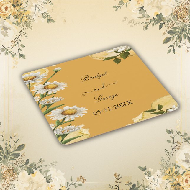 Charming Retro margaret Floral Wedding Square Paper Coaster (Creator Uploaded)