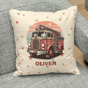 Charming Retro Vintage Fire Truck at Sunset Cushion