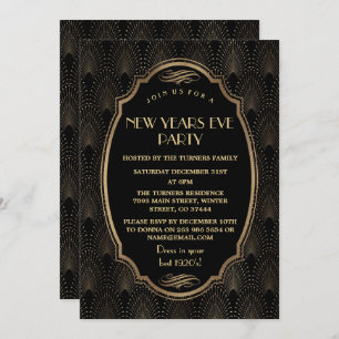 Charming Roaring 20s Great Gatsby New Year Party Invitation