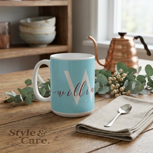 Charming Robin Egg Blue Mug with Custom Name (Charming Robin Egg Blue Mug with Custom Name)