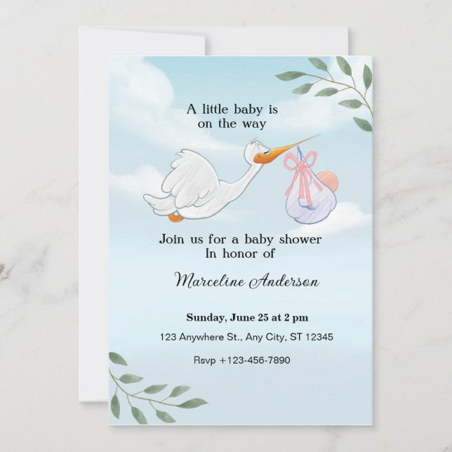 charming Robin-inspired baby shower invitations (Front)