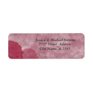 Charming romantic watercolor rose wedding return address label