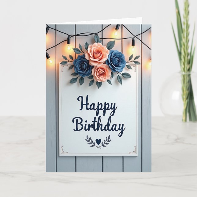 Charming Rose Birthday Card (Front)