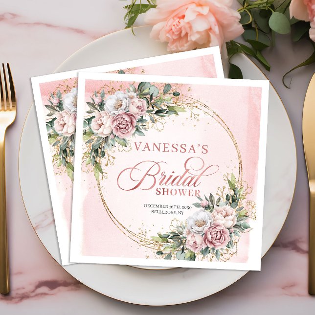 Charming rose gold dusty pink floral bridal shower napkin (Charming rose gold dusty pink floral bridal shower napkins

)