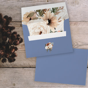 Charming Rustic Blue Floral Boho Wedding Envelope