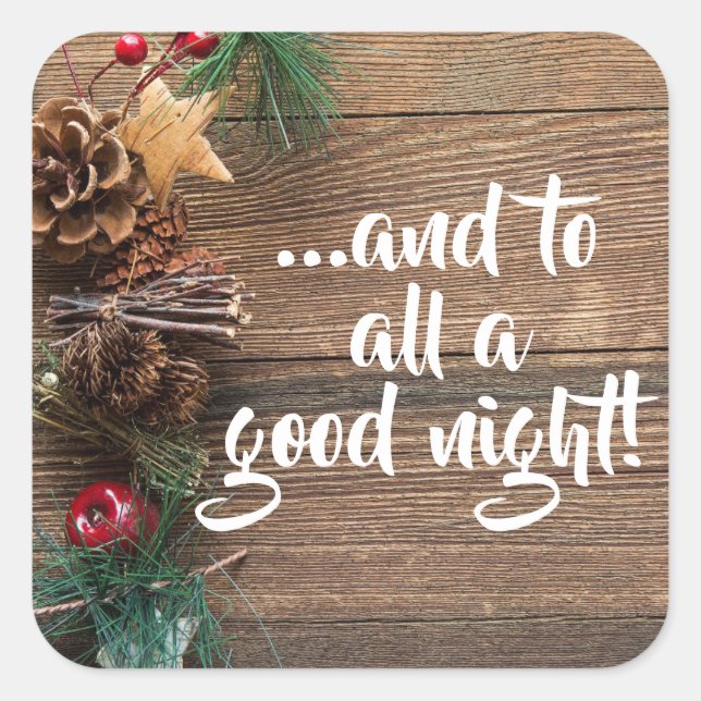 Charming Rustic Country Pine Cones Christmas Square Sticker (Front)