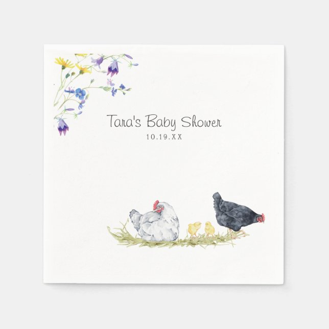 Charming Rustic Farmhouse | Chickens & Floral Napkin (Front)