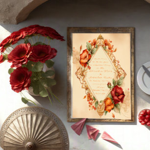 Charming Rustic Rose Floral Spanish Style Wedding Invitation