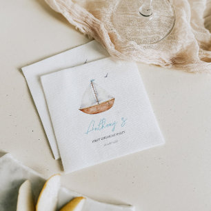 Charming Rustic Sailboat Birthday  Napkin