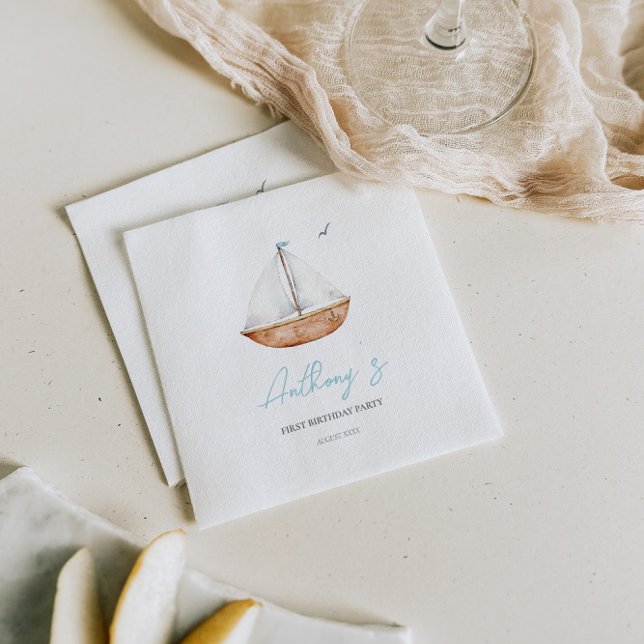 Charming Rustic Sailboat Birthday  Napkin (Creator Uploaded)