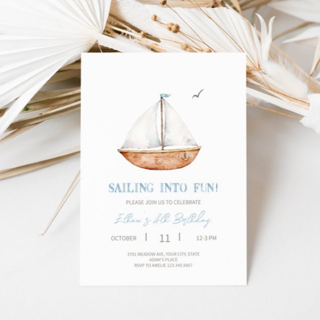 Charming Rustic Sailboat Birthday Party Invitation (Creator Uploaded)