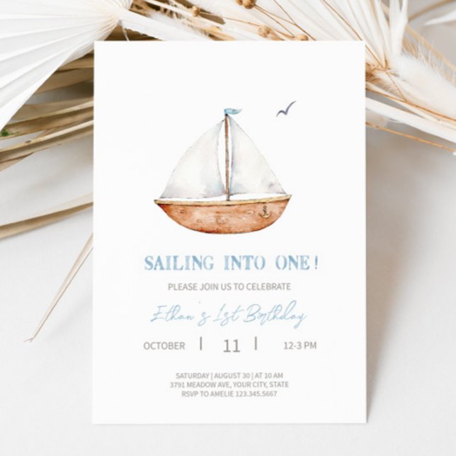 Charming Rustic Sailboat Birthday Party Invitation (Creator Uploaded)