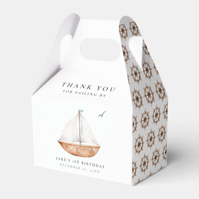 Charming Sailboat Birthday Favour Box (Back Side)