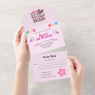 Charming Sakura Bunny All In One Invitation