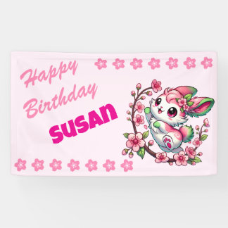 Charming Sakura Bunny Banner