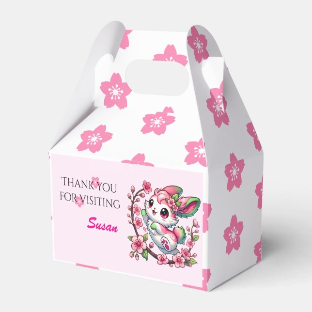 Charming Sakura Bunny Favour Box (Front Side)