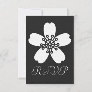 Charming Sakura in Black RSVP Card