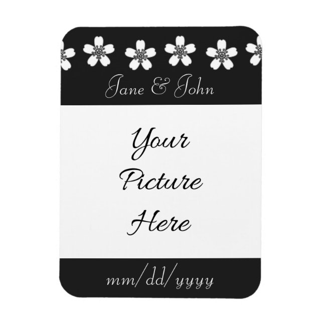 Charming Sakura in Black Save-the-Date Magnet (Vertical)