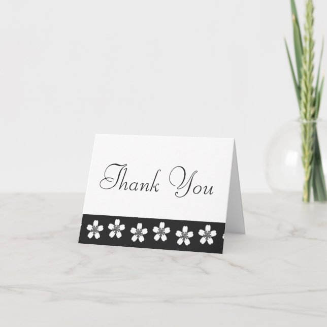 Charming Sakura in Black Thank You Card (Front)