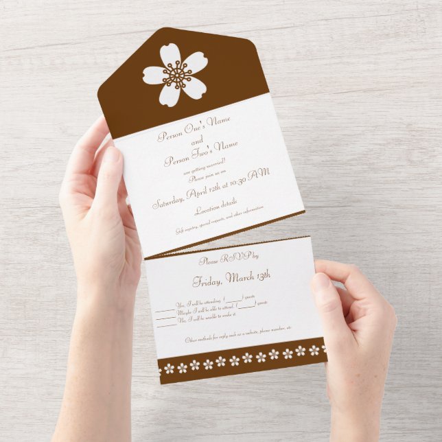 Charming Sakura in Chocolate All In One Invitation (Tearaway)