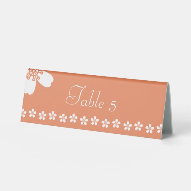 Charming Sakura in Coral Table Tent Sign (Front)
